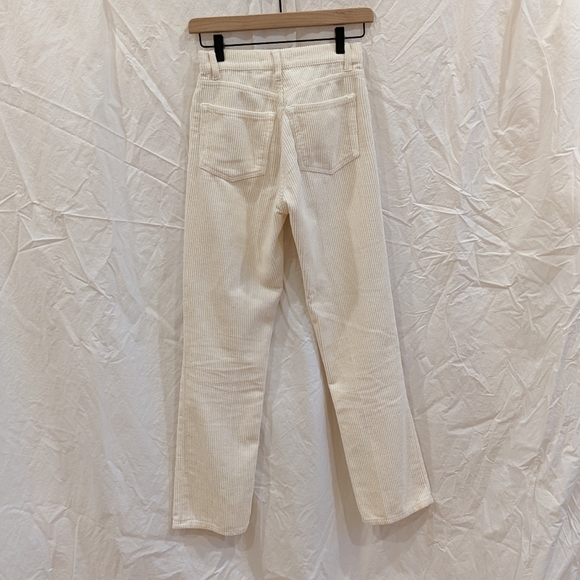 Reformation | Cynthia Button Fly High Rise Straight Corduroy Pants | White - Picture 7 of 10